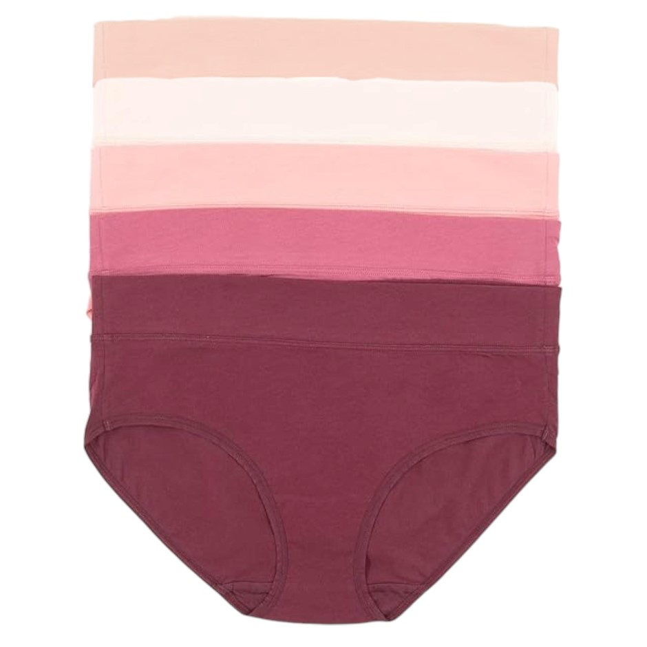 5-Pack JEZEBEL Pima Cotton Hipster Briefs, Size S, 91% Pima Cotton, Rose Co
