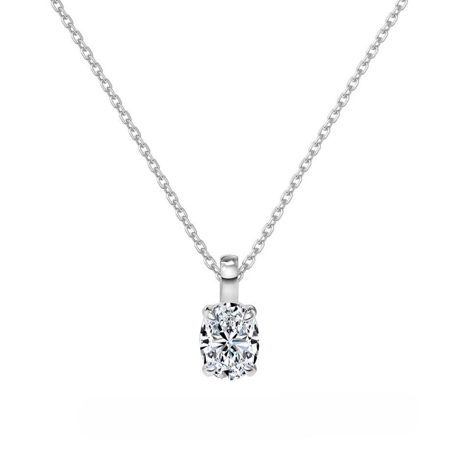 1.50ct Oval Cut GRA Certified Moissanite 925 Silver Pendant Necklace