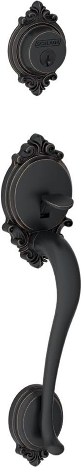 SCHLAGE F58 BRK 716 Brookshire Exterior Handleset with Deadbolt, Aged Bronz