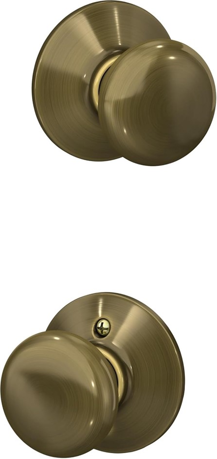 SCHLAGE F10 PLY 609 16-080 10-027 Plymouth Hall and Closet Knob, Antique Br