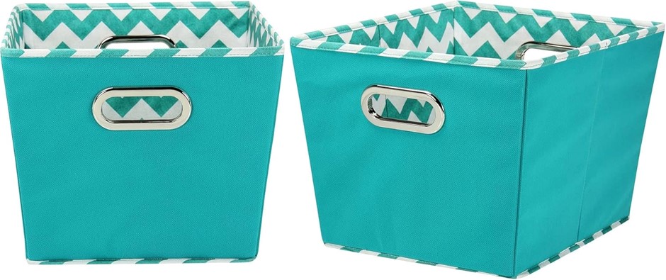 HOUSEHOLD ESSENTIALS Medium Tapered Decorative Storage Bins, 2 Pack Set Cub