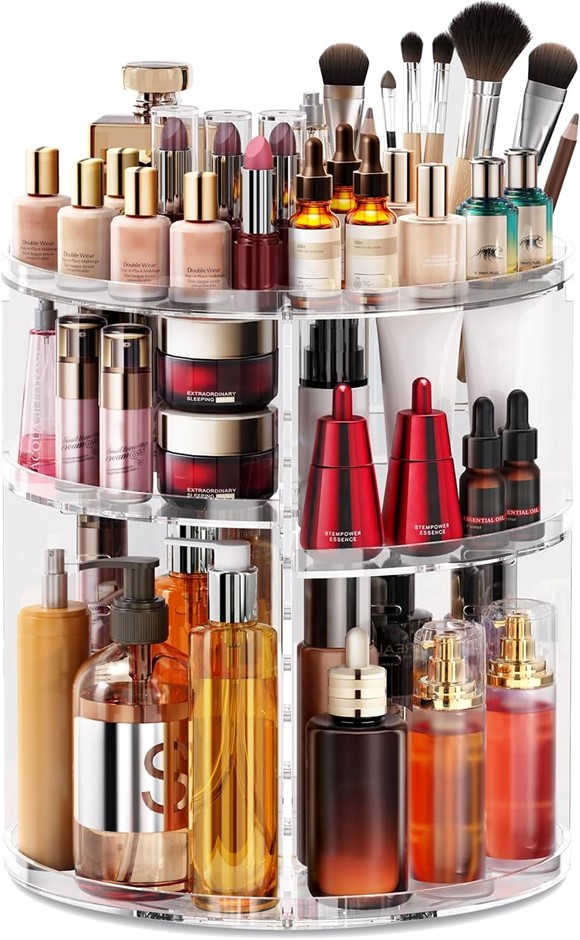 AUXMIR 360° Rotating Makeup Organizer, Carousel for Vanity Countertop and B