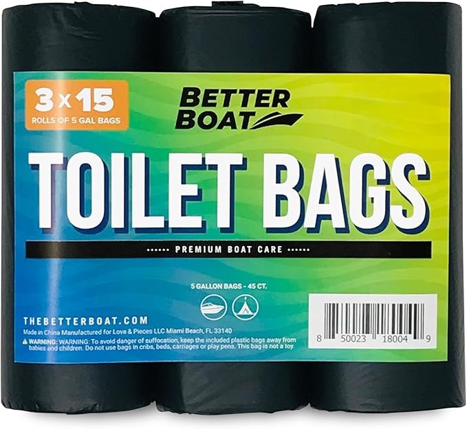 2 X BETTER BOAT 45 Portable Toilet Bags For Camping Boating Outdoors.