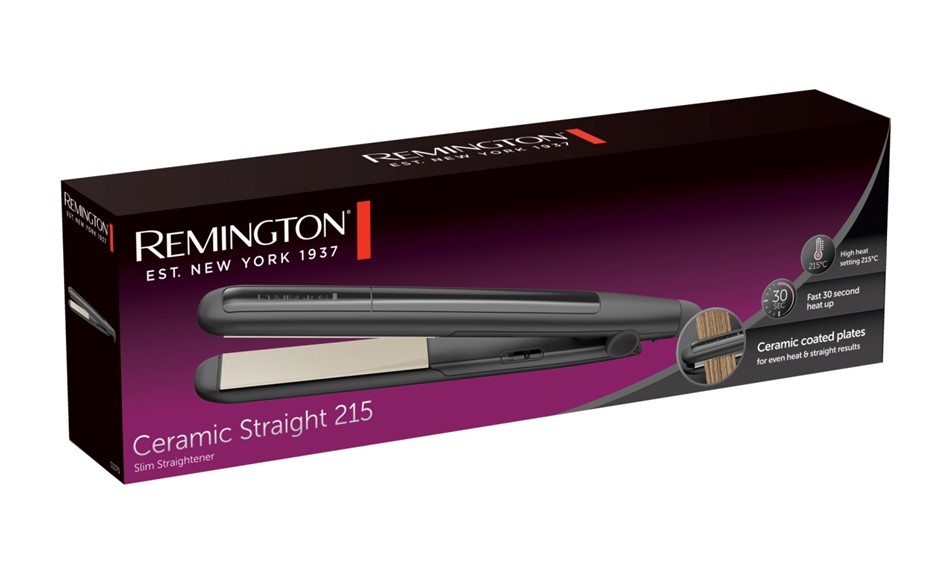 REMINGTON Ceramic Straight 215 Slim Hair Straightener, Extra-Long 110 mm Pl