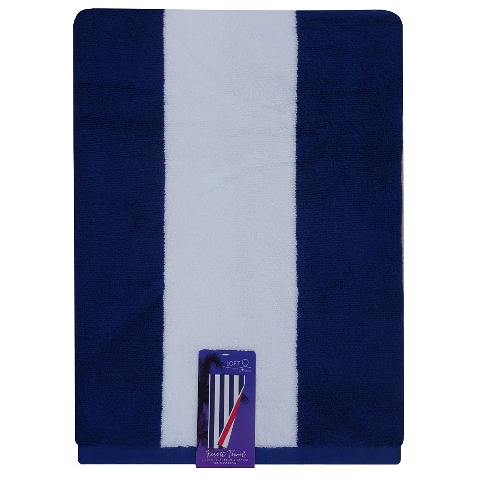 Loftex Resort Towel 88 x 177 cm, Reversible, Blue/Orange/White