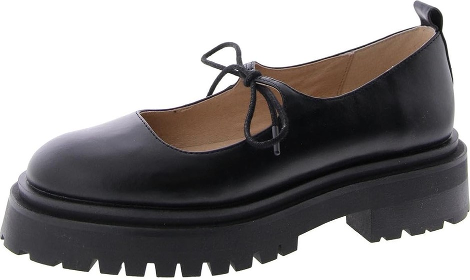 Steve Madden Women's Landon Mary Jane Flat, Black Leather, 6 US