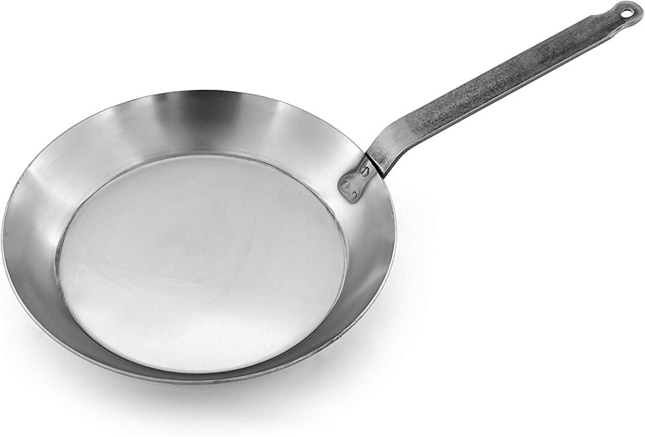 MATFER BOURGEAT 62002 24.1cm Diameter Round Frying Pan, Alloy Steel. NB: Co