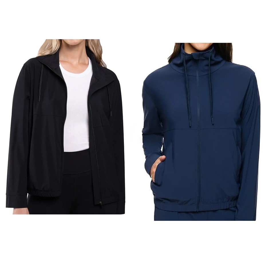 2 x SIGNATURE Women's Active Full-Zip Jacket, Size M, Black & Navy, 7772008