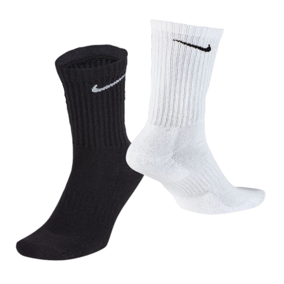 6 Pairs x NIKE Cotton Cushioned Crew Socks, Size m8-12/w10-13, White & Blac
