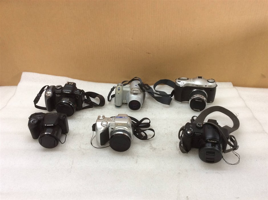 Canon/Olympus/Panasonic/HP Mix Model Digital Cameras (Lot of 6)