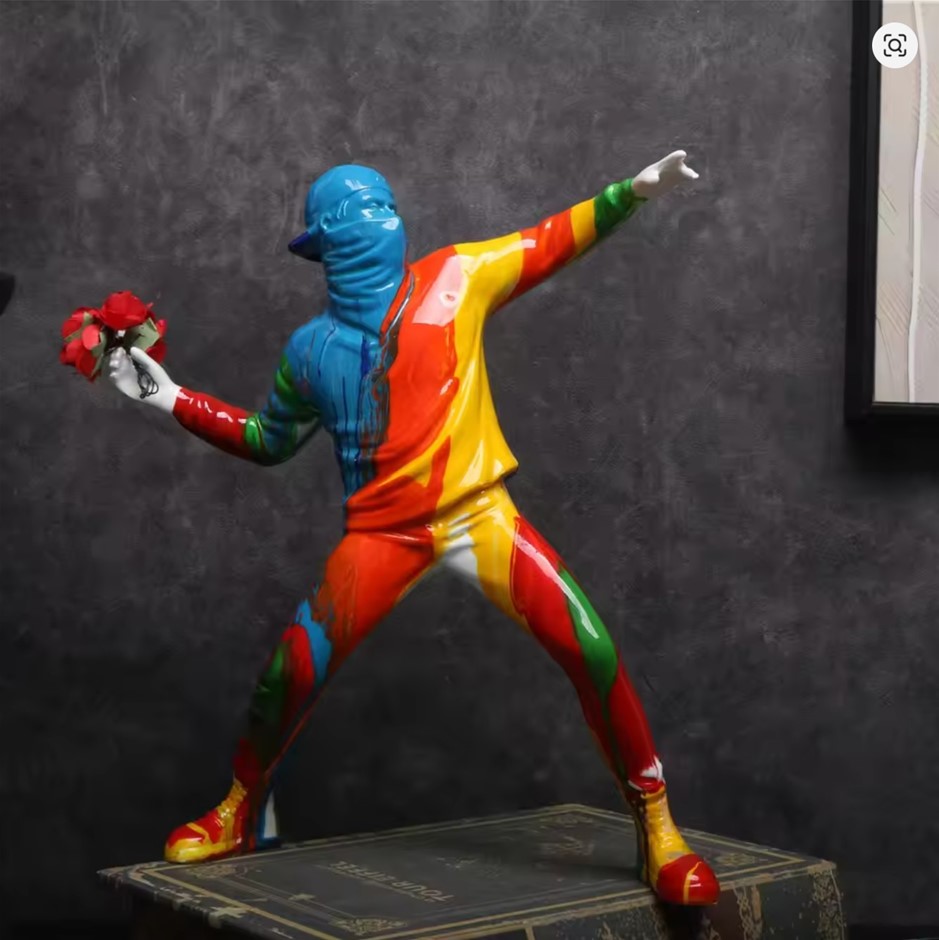 Banksy (After) Flower Thrower Statue - Multi Colored