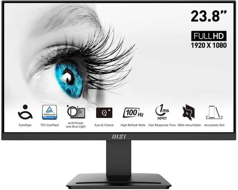 MSI PRO MP2412 23.8" Eye Care Ergonomic Business Computer Monitor, FHD 1920