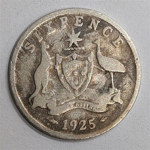 1925 AUSTRALIA Silver Six Pence 6P Coin