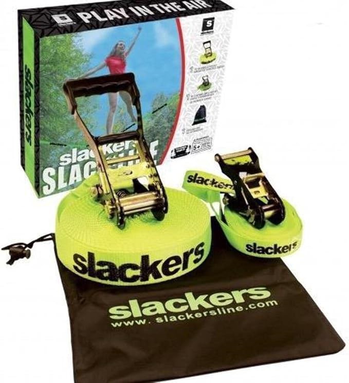 SLACKERS 50-Feet Slackline Classic Set With Bonus Teaching Line, 15m, 158 k