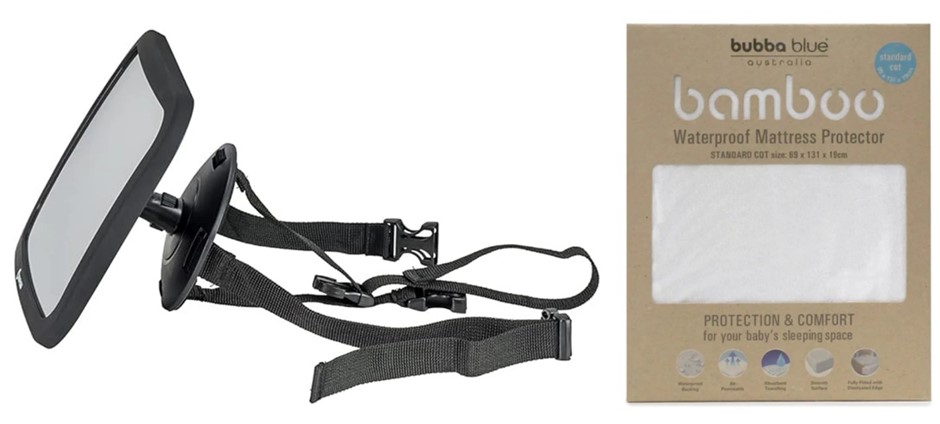 BUNDLE of 2 items: MAXI-COSI Deluxe Baby Car Seat Mirror + BUBBA BLUE Bambo