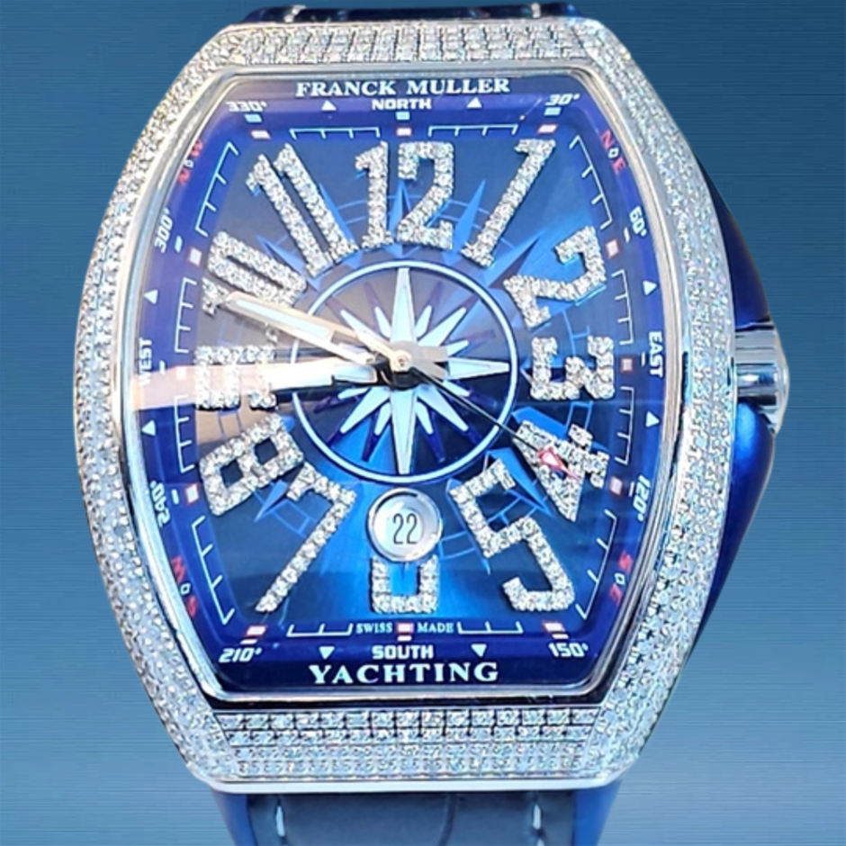 Franck Muller V45 SC DT AC BL Yachting Custom Diamond 45 BxP & COA