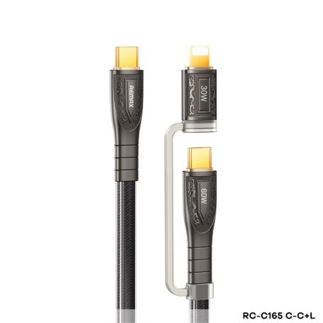 18 x REMAX Type-C / Type C + Lightning 2-in-1 Zinc Alloy Braided Fast Charg