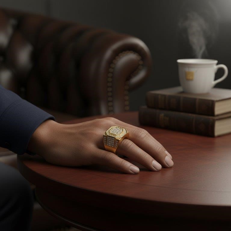 Italy 925 Silver Hip Hop Men's Ring (Stamps)-10 US