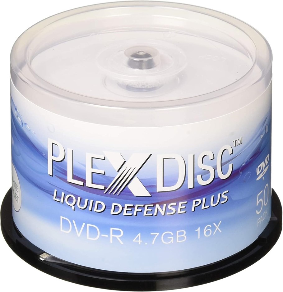 PLEXDISC Water Resistant Glossy White Inkjet Printable DVD-R 16x 4.7GB, 50