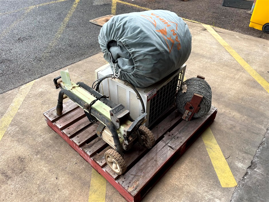 <p>Ryobi Log Splitter, Caravan cover and Air conditioner </p>
