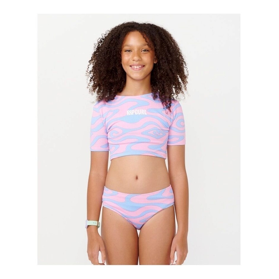 RIP CURL Girl's Sun Sol Short Sleeve Swim Wear Set, Size 12, Mid Blue. RRP: