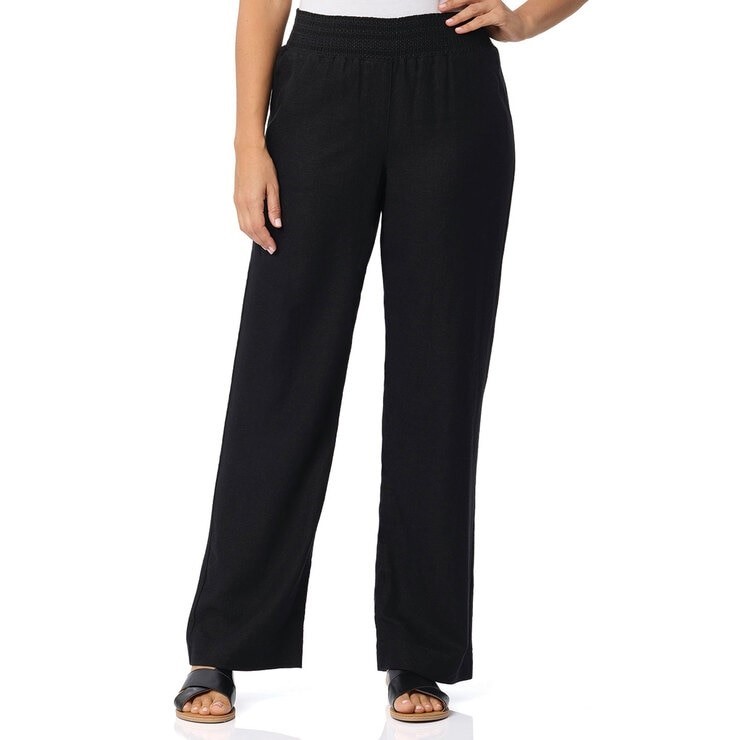 BRIGGS Women's Wide Linen Pant, Size XL, 55% Flax, Black.  Buyers Note - Di