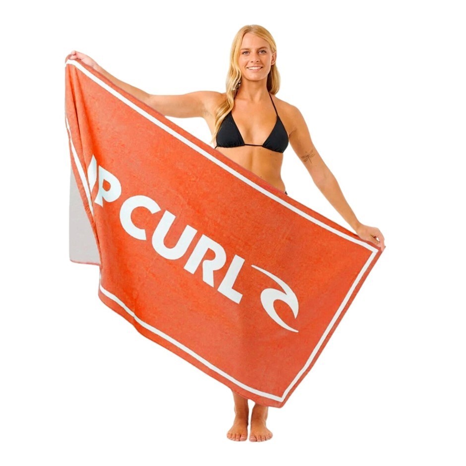 RIP CURL Brand Logo Beach Towel, D (Appox): L160 x W80cm, Orange Amber. RRP