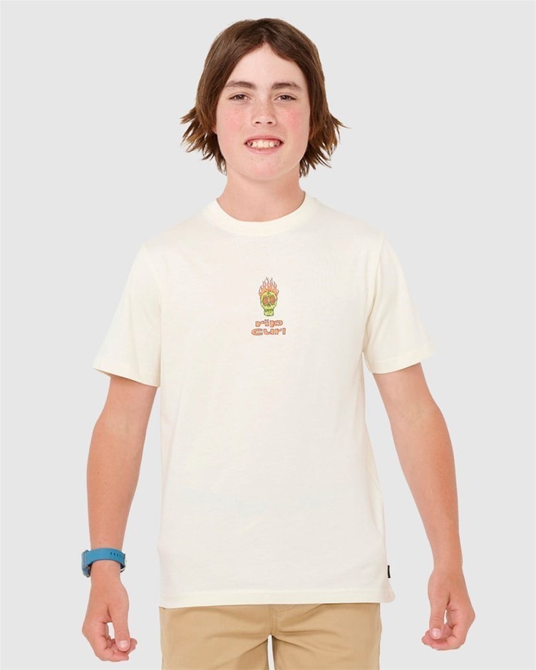 RIP CURL Boy's Cosmic Skull T-Shirt, Size 12, Bone. RRP: $ 35.99. Buyers N
