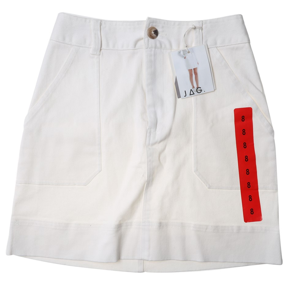JAG Women's Selena Canvas Skirt, Size 8, Cotton/ Elastane, White.  Buyers N