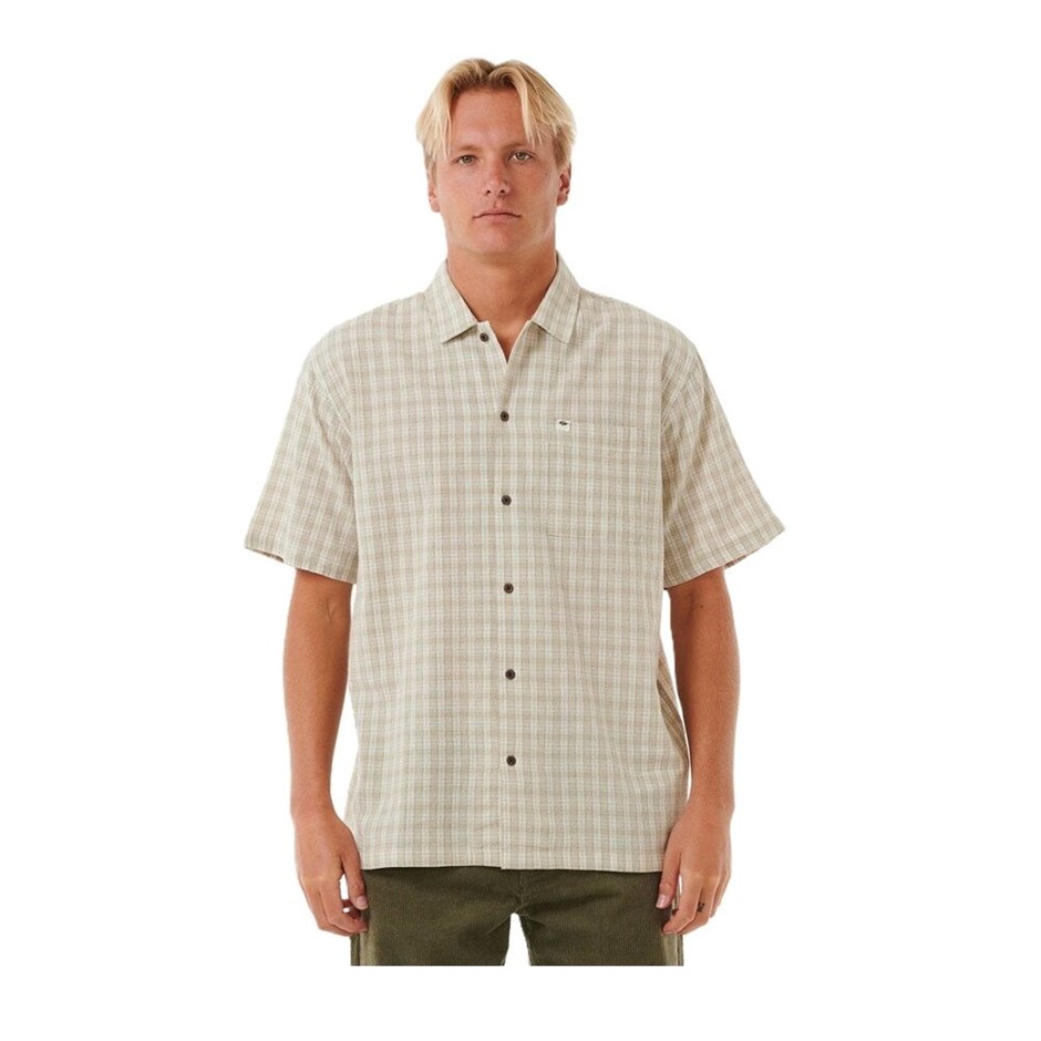 RIP CURL Men's Classic Surf Check Short Sleeve Shirt, Size XL, Bone. RRP: $