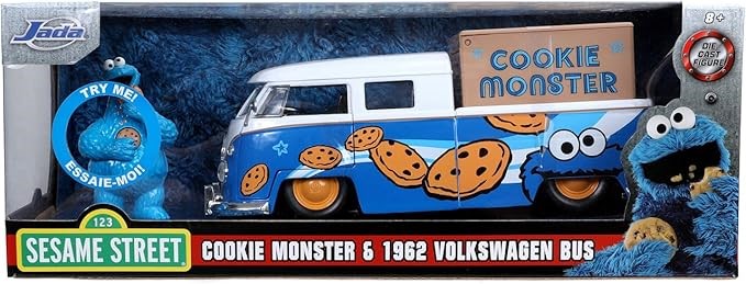 Jada Toys Sesame Street - 1963 1:24 Scale Die Cast Volkswagen Bus with Cook