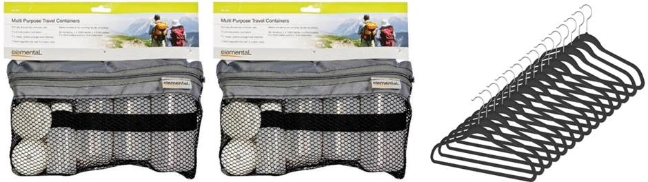 BUNDLE: 2 x ELEMENTAL Multi Purpose Travel Pack AND WHITMOR Flocked Suit Ha