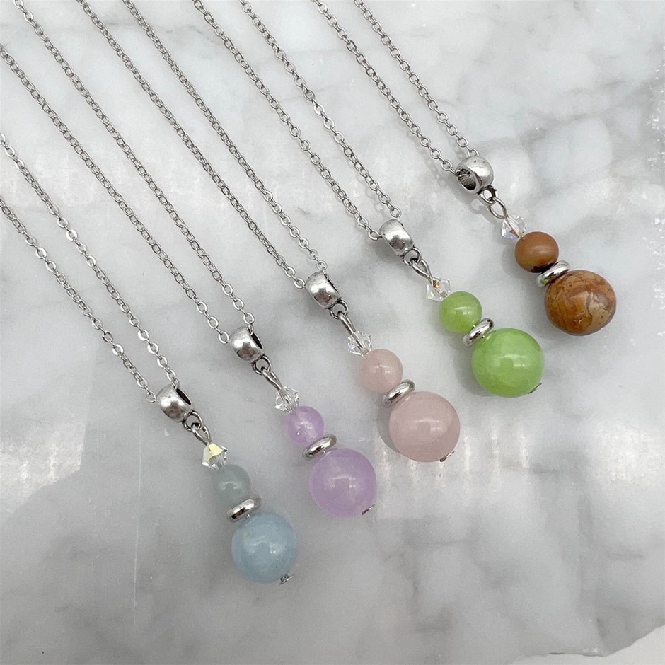 Gemstone & Swarovski® Austrian Crystal Platinum Plated Pendant Necklaces -