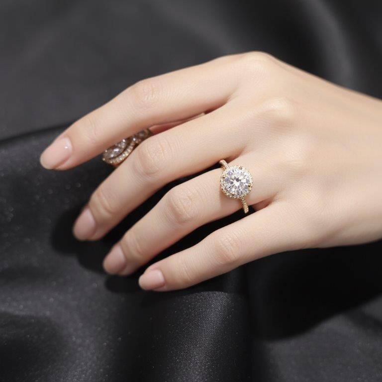 2.0ct GRA  Moissanite white  18k Solid Yellow Gold Vermeil  Ring  -7US