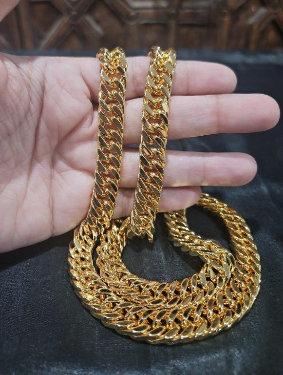 22K Italy Stamped Yellow Gold Filled Cuban Chain-Quality Guarantee-60cm