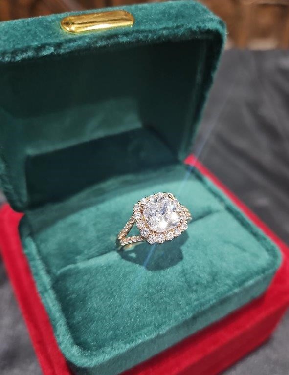 18K/Italy 2.5ct Princess Cut Yellow Gold Filled Ring(stamped) 8US