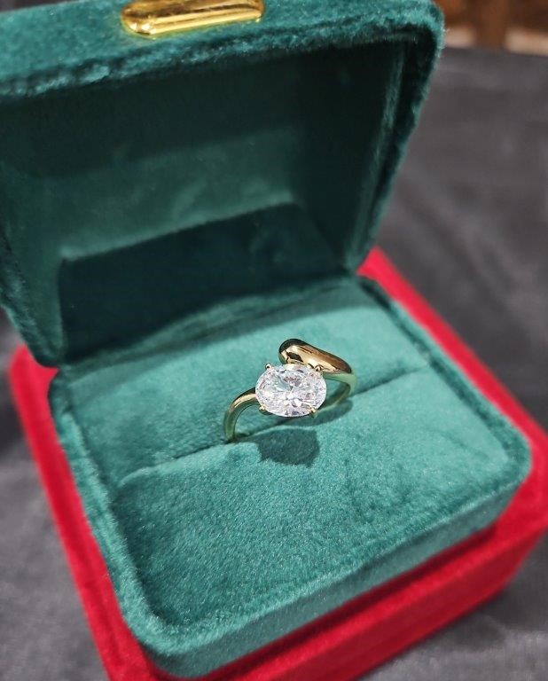 14K/Italy 2.5ct Oval Cut Yellow Gold Filled Ring(stamped) 7US