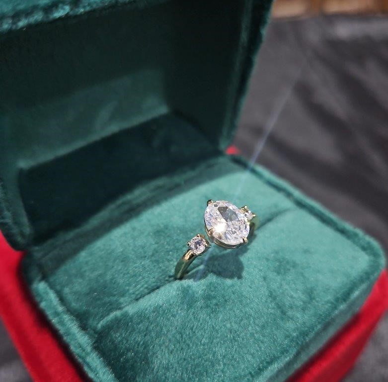 14K/Italy 3.0ct Oval Cut Yellow Gold Filled Ring(stamped) 6US