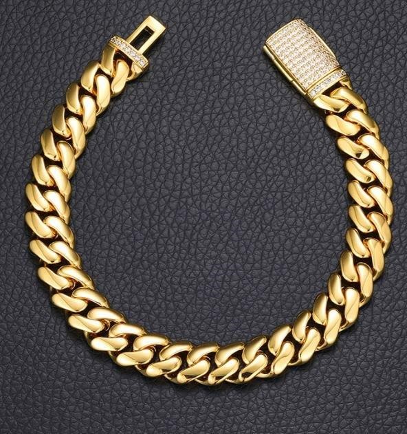 GRA  Moissanite white Brilliant Cut Cuban Bracelet-19cm-7mm (925 Sterling