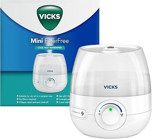 VICKS Mini Cool Mist Humidifier 1.8L for bedroom, Nursery or Home Office, R