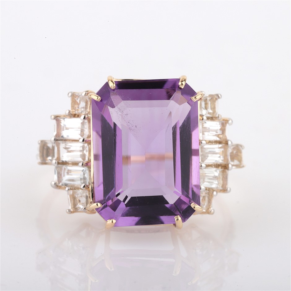 Yellow Gold Natural Tourmaline & Diamond Ring With Valuation