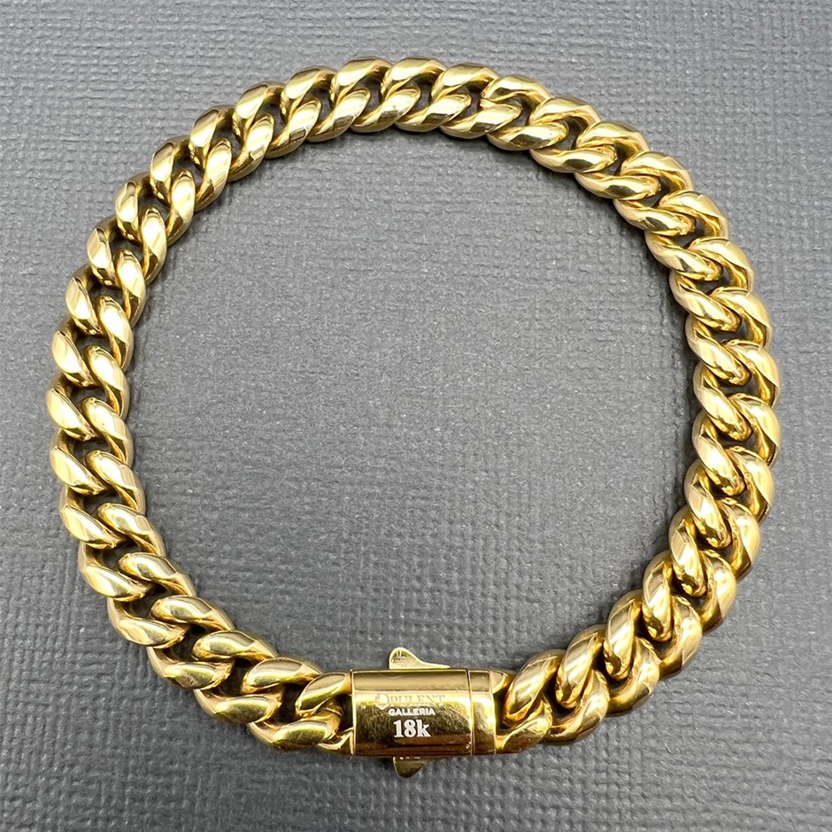 18K Gold-Filled Cuban Chain Bracelet, 8MM Wide - 20.3cm