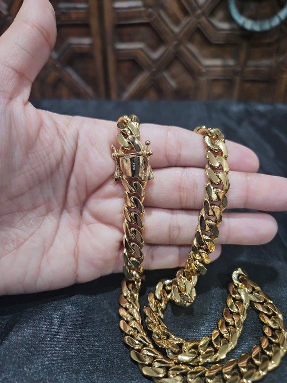 18k Italy Stamped Yellow Cuban Chain-Quality Guarantee-70cm-10mm