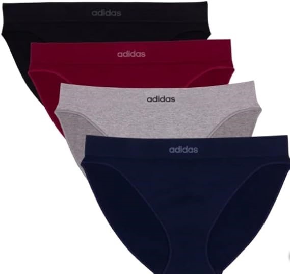 ADIDAS Women's Seamless Bikini, 4-Pack, Multi, Small - Black Pack.