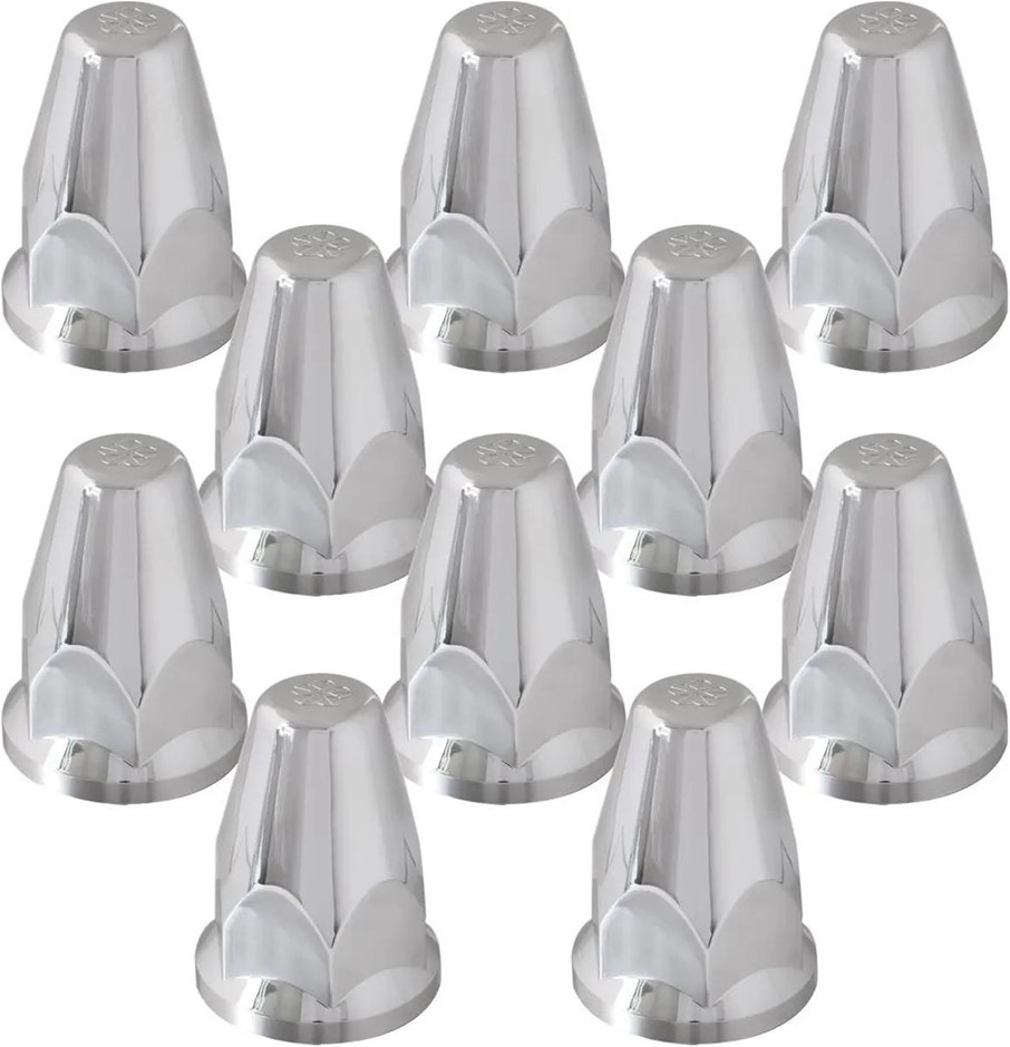 Pack of 10 x GRAND GENERAL Chrome 33mm x 2-5/8" Plastic Push-On Nut Cover w