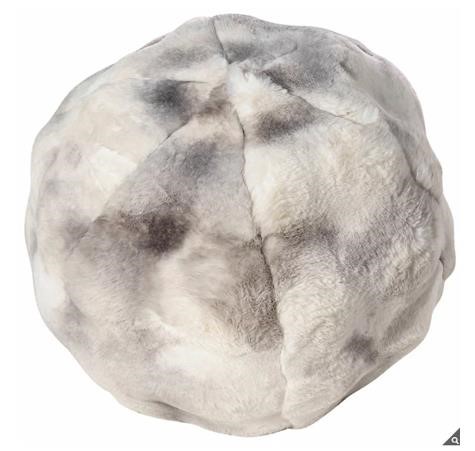 MON CHATEAU Round Faux Fur Pillow, 30cm, Grey.