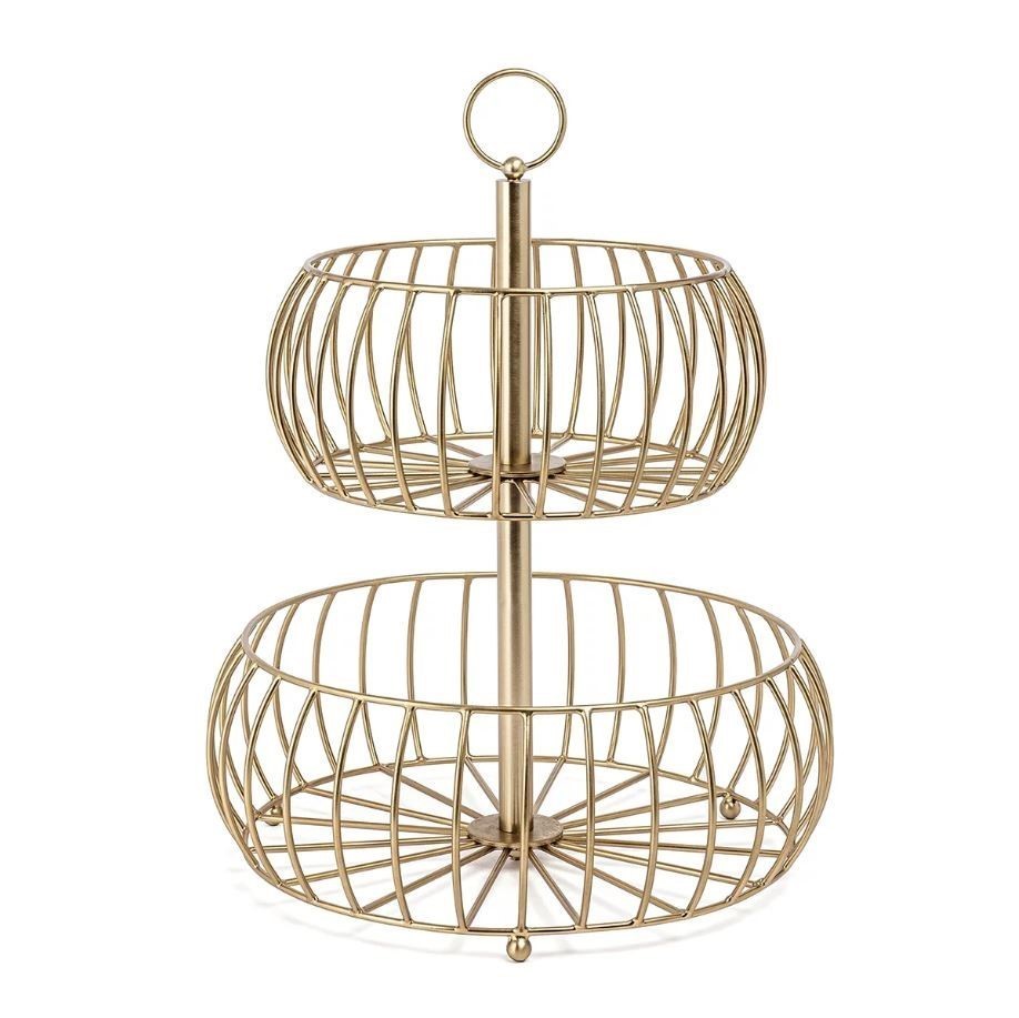 OVER AND BACK 2-Tier Golden Fruit Basket.