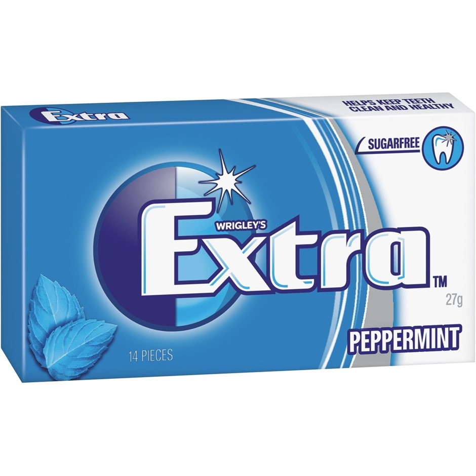 30 x WRIGGLEY's EXTRA Sugarfree Gum, Peppermint, 27g.