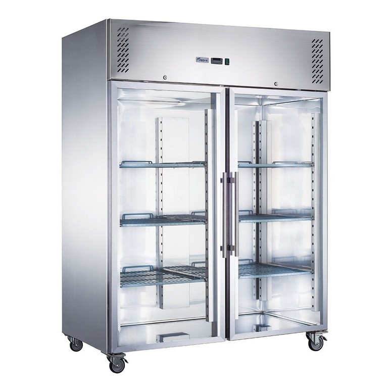 1410L S/S Two Glass Door Upright Fridge