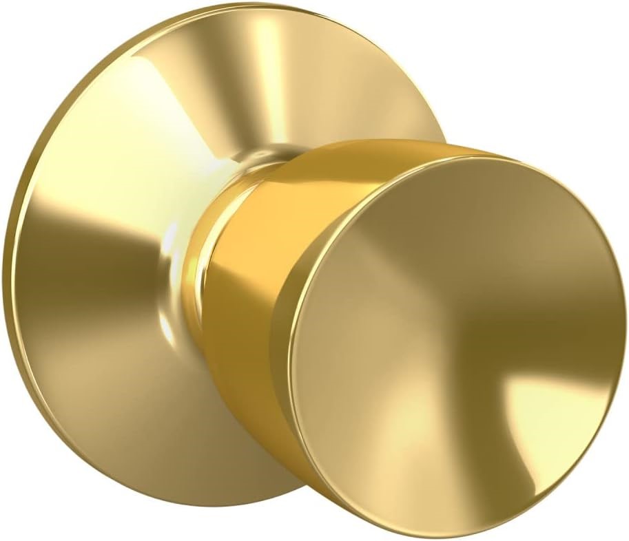 SCHLAGE F10VBEL605 Bell Passage Knob, Bright Brass.